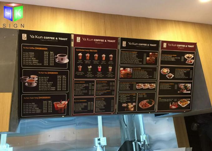 As caixas curvadas restaurante do menu iluminaram a proteção ambiental da placa do menu