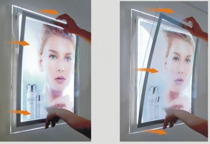 Posição livre de cristal interna 6MM Thcikness da caixa de exposição do cartaz cinematográfico do quadro