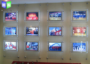 China Unidades de exposição da janela do agente imobiliário da caixa leve do diodo emissor de luz do cristal do quadro da foto iluminadas fábrica
